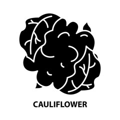 cauliflower icon, black vector sign with editable strokes, concept illustration