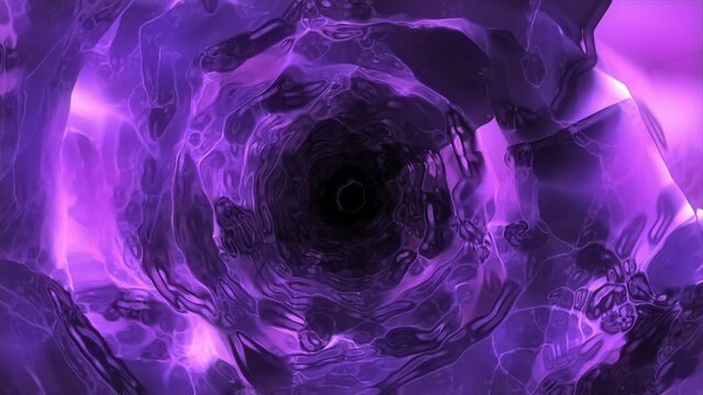 Abstract background flight through neon light wormhole subspace tunnel loop