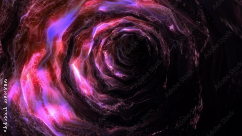 Wall mural abstract background flight through neon light wormhole subspace tunnel loop