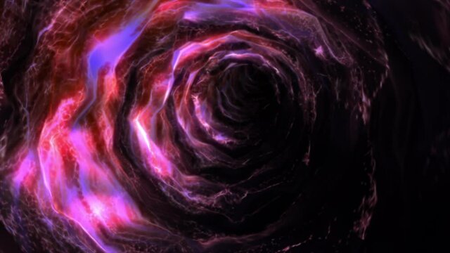 Abstract background flight through neon light wormhole subspace tunnel loop