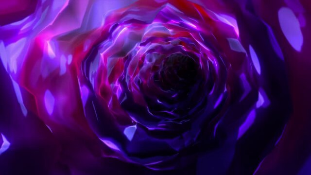 Abstract background flight through neon light wormhole subspace tunnel loop