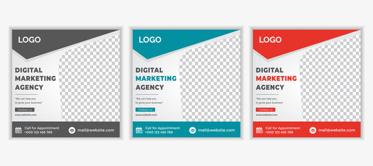 Business promotion and creative marketing agency social media post banner template 