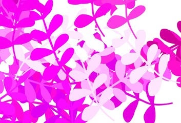 Light Pink vector natural background with leaves.