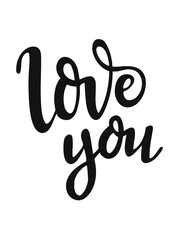Hand drawn typography love you