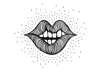 Hand drawn illustration lips 2