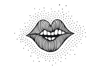 Hand drawn illustration lips 