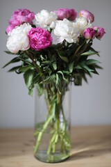 bouquet of pink peony in vase