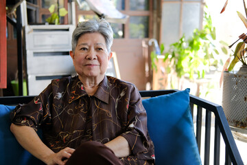asian old elder woman elderly relaxing resting at home. senior leisure lifestyle