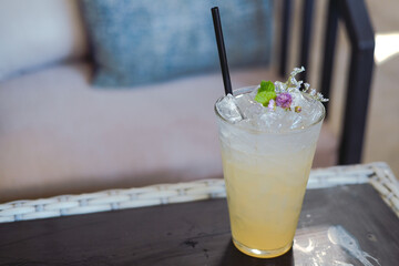 homemade lemon ginger kombucha soda probiotic beverage drink