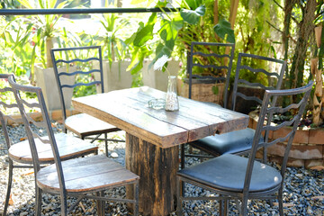 wooden chair seat in garden