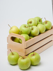 Apple on white table background, green Apple fruit background. natural fresh products.