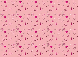 Feminine pink background with icons