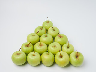 Apple on white table background, green Apple fruit background. natural fresh products.