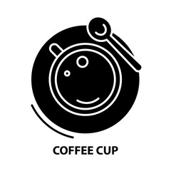 coffee cup icon, black vector sign with editable strokes, concept illustration