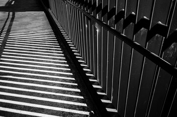 Black and white steel fence