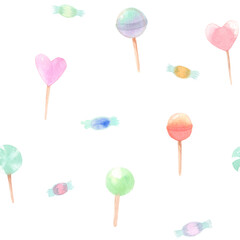 Hand drawn watercolor candy