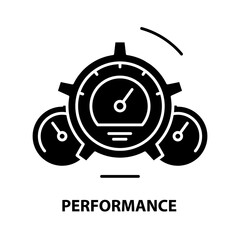 performance icon, black vector sign with editable strokes, concept illustration