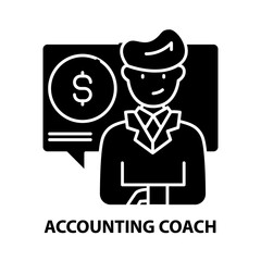 accounting coach icon, black vector sign with editable strokes, concept illustration