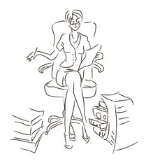 Fototapeta na wymiar image of a business woman sitting on an office chair