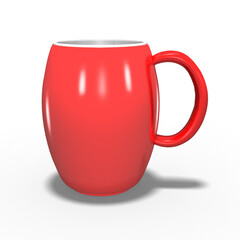 3d Kaffebecher in Rot und Weiß , freigestellt