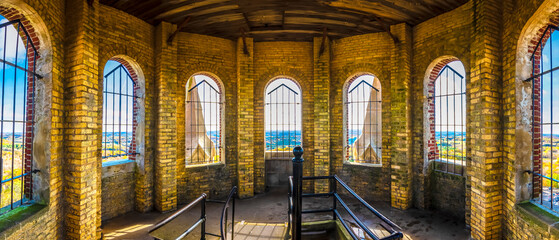 Holy Hill - Basilica and National Shrine of Mary Help of Christians church tower inside view in...