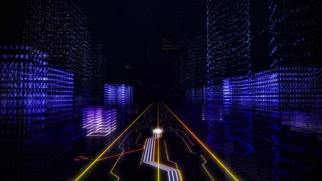 Intro to the inside of a developed software. Software blue data. Artificial intelligence. Entering a data metrix of a spying governmental software. Encrypting to activate the artificial intelligence.