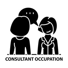 consultant occupation icon, black vector sign with editable strokes, concept illustration