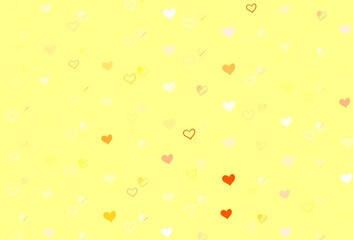 Light Red, Yellow vector pattern with colorful hearts.
