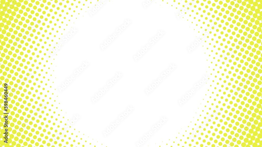Poster abstract halftone round border with yellow dots on a white background. trendy color palette motion g
