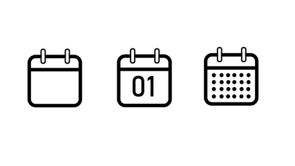 Collection of Calendar icons on white background