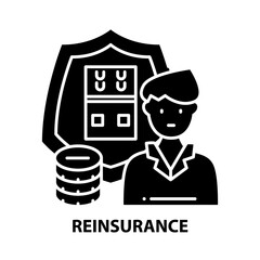reinsurance icon, black vector sign with editable strokes, concept illustration