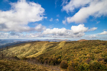 Autumn in the mountains. Bieszczady.  Wielka Rawka  Mountain Range