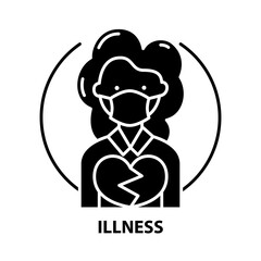illness icon, black vector sign with editable strokes, concept illustration