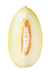 Piece of delicious honeydew melon isolated on white
