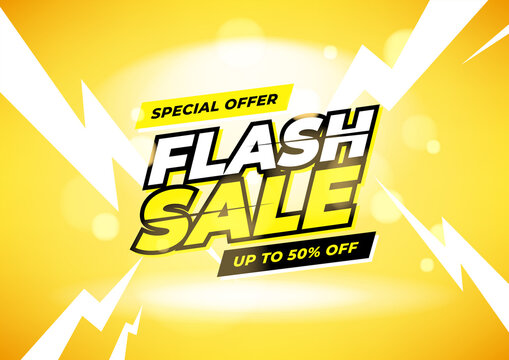 Flash sale special offer up to 50% off banner.