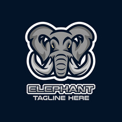 Modern elephant head mascot logo