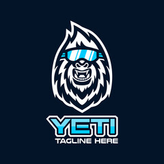 Modern yeti head mascot logo - obrazy, fototapety, plakaty
