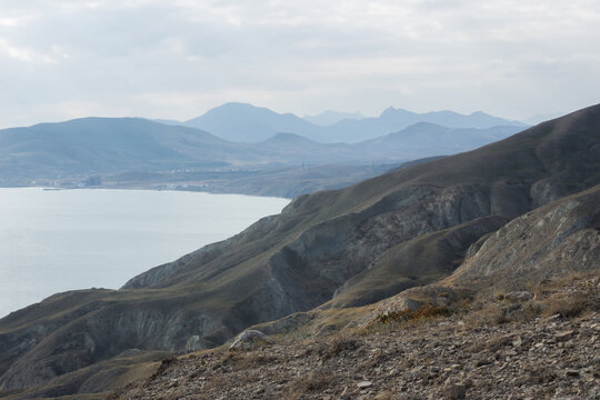 The Crimean Mountains near Feodosia and Ordzhonikidze, the Black Sea, Eastern Crimea.