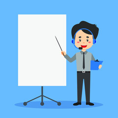 Stock Vector Call Center with Blank Board