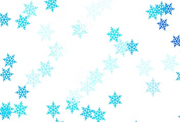 Light BLUE vector background with beautiful snowflakes, stars.