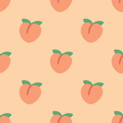Peach seamless pattern. Aesthetic peachy seamless pattern. VSCO girl aesthetic background. Vector.