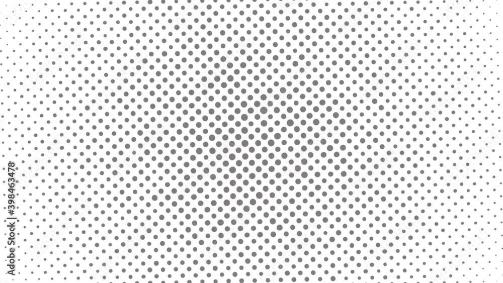 Poster abstract halftone round shape with grey dots on a white background. trendy color palette motion grap