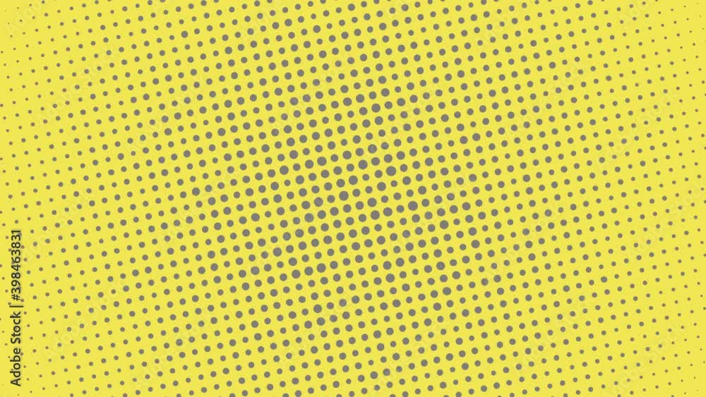 Poster abstract halftone round shape with grey dots on a yellow background. trendy color palette motion gra