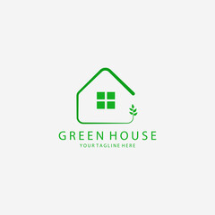Green House Logo Vector Illustration Design Icon Art