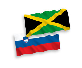 Flags of Slovenia and Jamaica on a white background