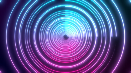 3D Rendered Modern Abstract glowing Neon Lines in circular shape 8K