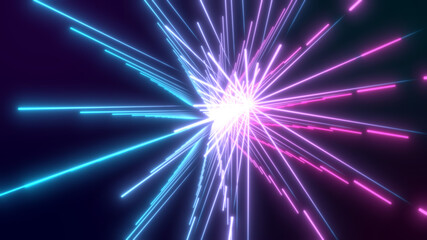 Naklejka premium 3D Rendered Modern Abstract glowing Neon Lines Random lines in 8K