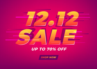 Special day 12.12 Shopping day sale poster or flyer design. 12.12 online sale.
