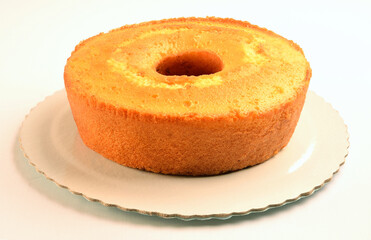 natural homemade orange cake on white background