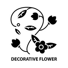 decorative flower icon, black vector sign with editable strokes, concept illustration